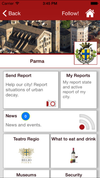 LiveIn Schermata App Parma